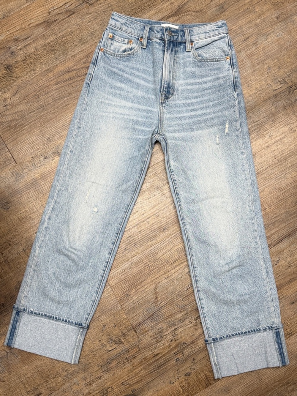 PISTOLA women’s Light Wash Cuffed Straight-Leg Jeans size 24